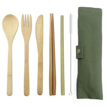 Load image into Gallery viewer, 7-Piece Wooden Flatware Cutlery Set Bamboo