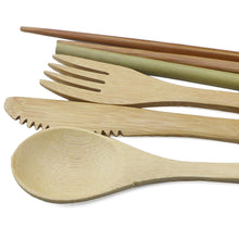 Load image into Gallery viewer, 7-Piece Wooden Flatware Cutlery Set Bamboo